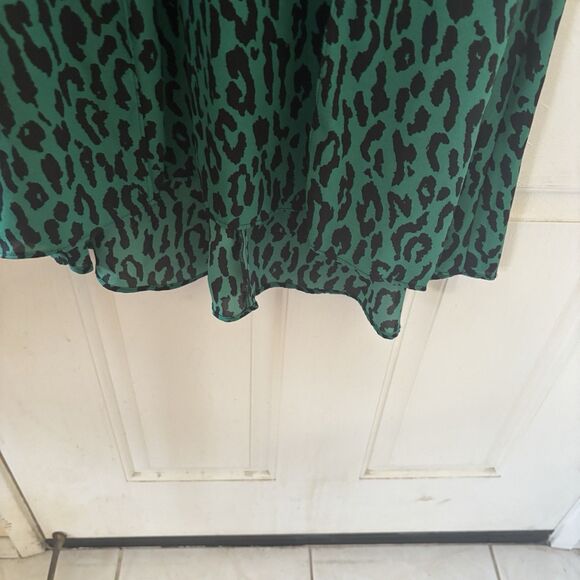 Tropical Maxi Dress Women Small Floral Cheetah Print Green Black Resort Travel - Picture 9 of 15